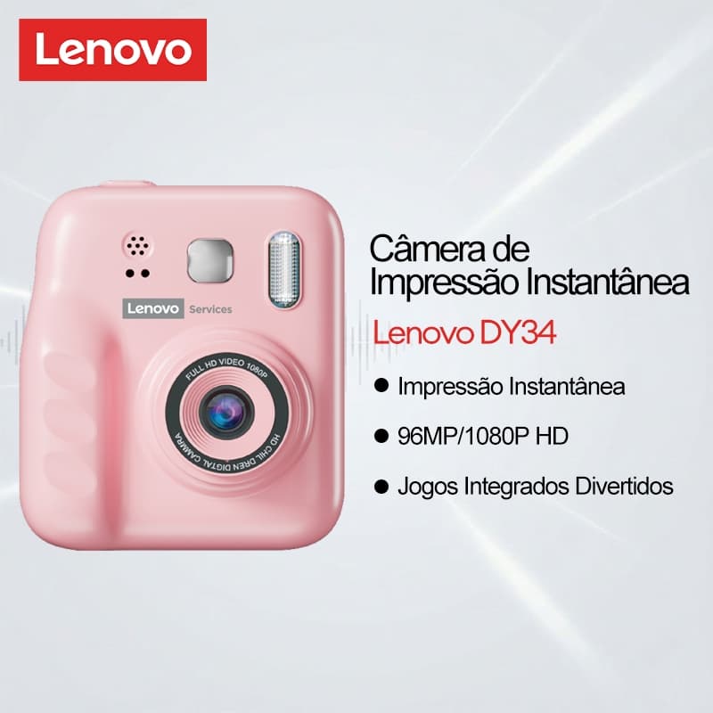 Câmera De Impressão Instantânea Lenovo DY34 E Brinquedo De Infantil Com Foto De 96 Mp Vídeo 1080P , Além De Jogos Divert