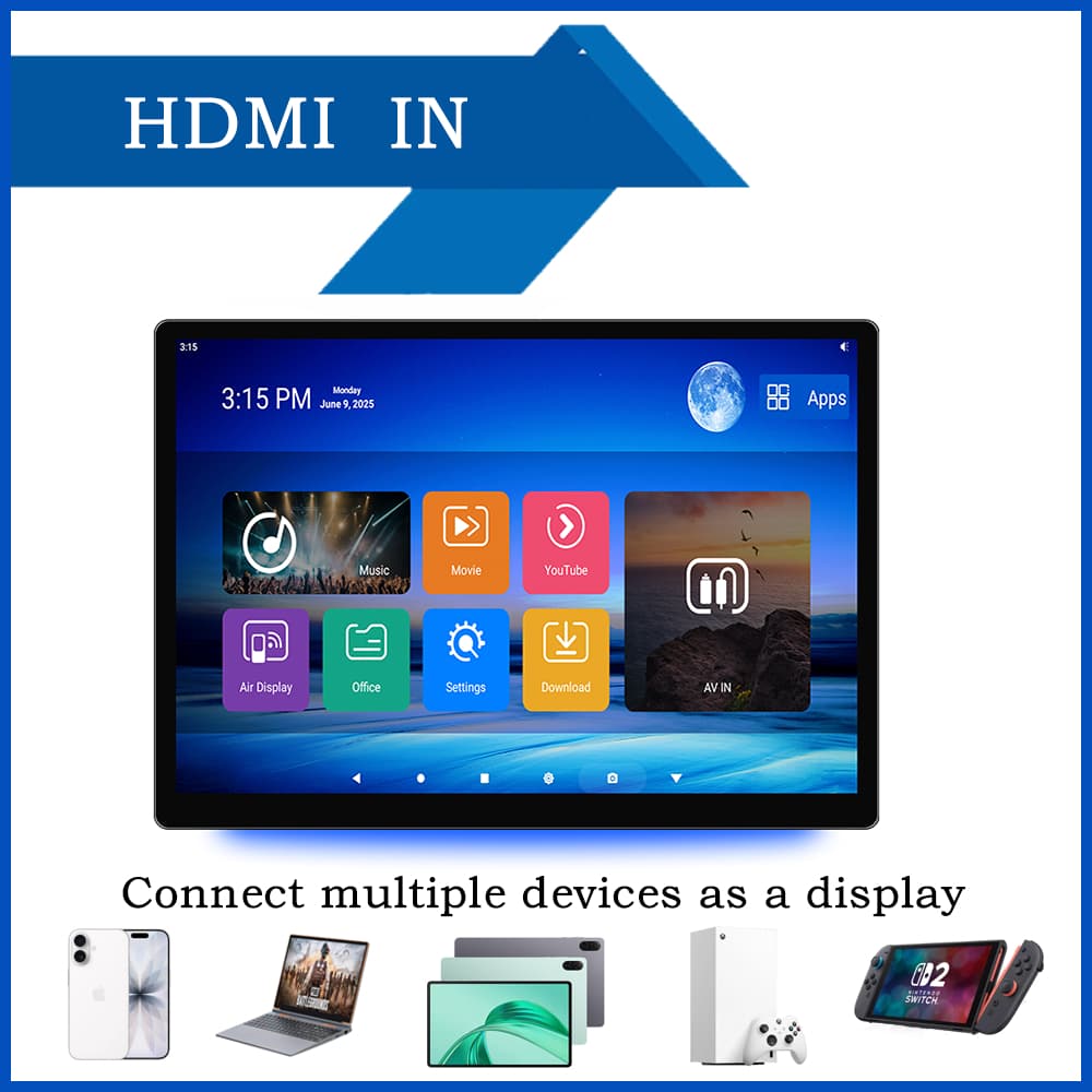 Monitor REAKO Car 13.5 Polegadas Android 14 Com Tela IPS Curvada 2.5D , 8 + 128 Gb , Laminação Completa , Luzes Ambienta