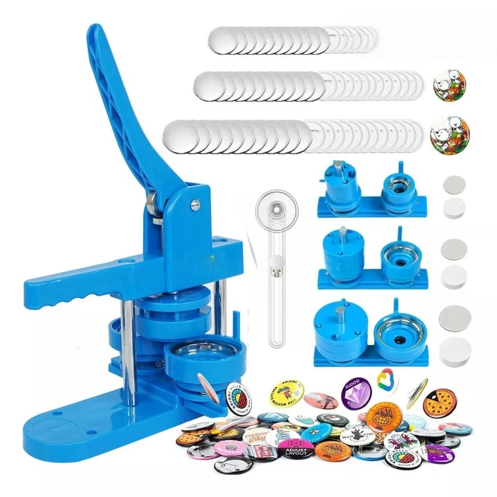 KIT Máquina De Crachás 3 Em 1 Deslizante DIY Button，Broche, Crachá 32/44/58mm 100 Consumíveis Ou um quadrado de 50 mm