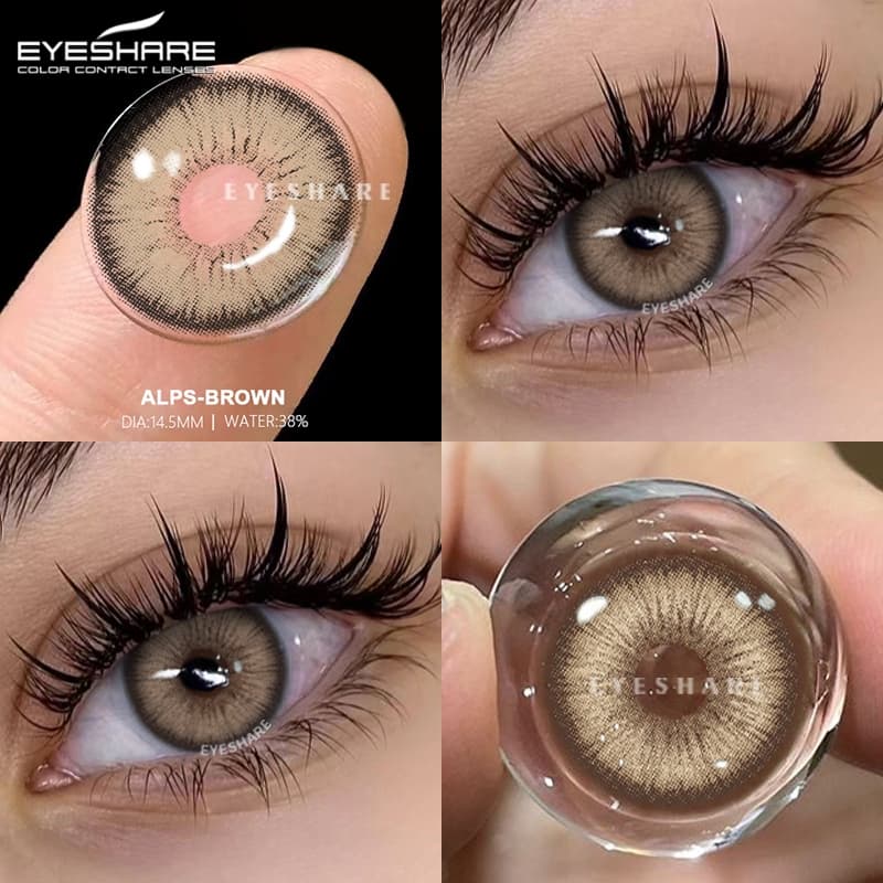 Lentes De Contato Coloridas EYESHARE Brown Big Eyes , Naturais , Preto/Azul/Cinza Para Uso Anual