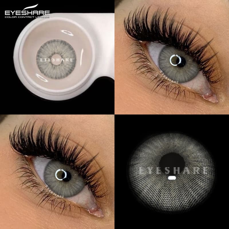 EYESHARE 1 Par De Lentes De Contato Cinza Da Série Estonia , Abertas E Usadas Por Um Ano . Macias , Azul , Marrom , Adeq