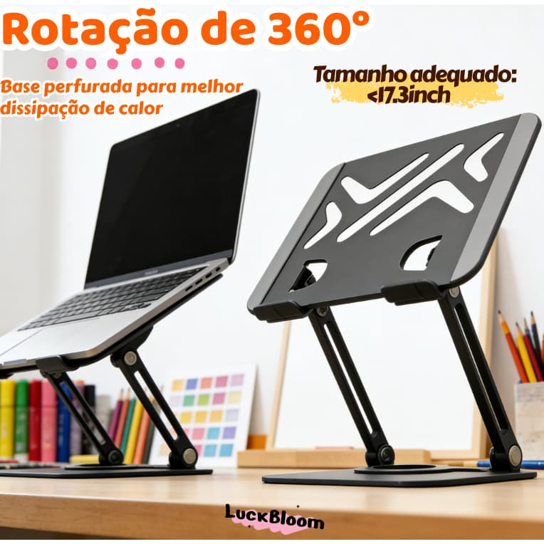Suporte de Metal Ajustável Para Notebook 10 Ate 17" Giratória de 360°