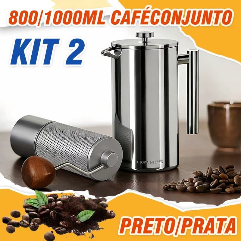 Icoffee Cafeteira Prensa Francesa Em De Aço Inoxidável 800ml/1000ml