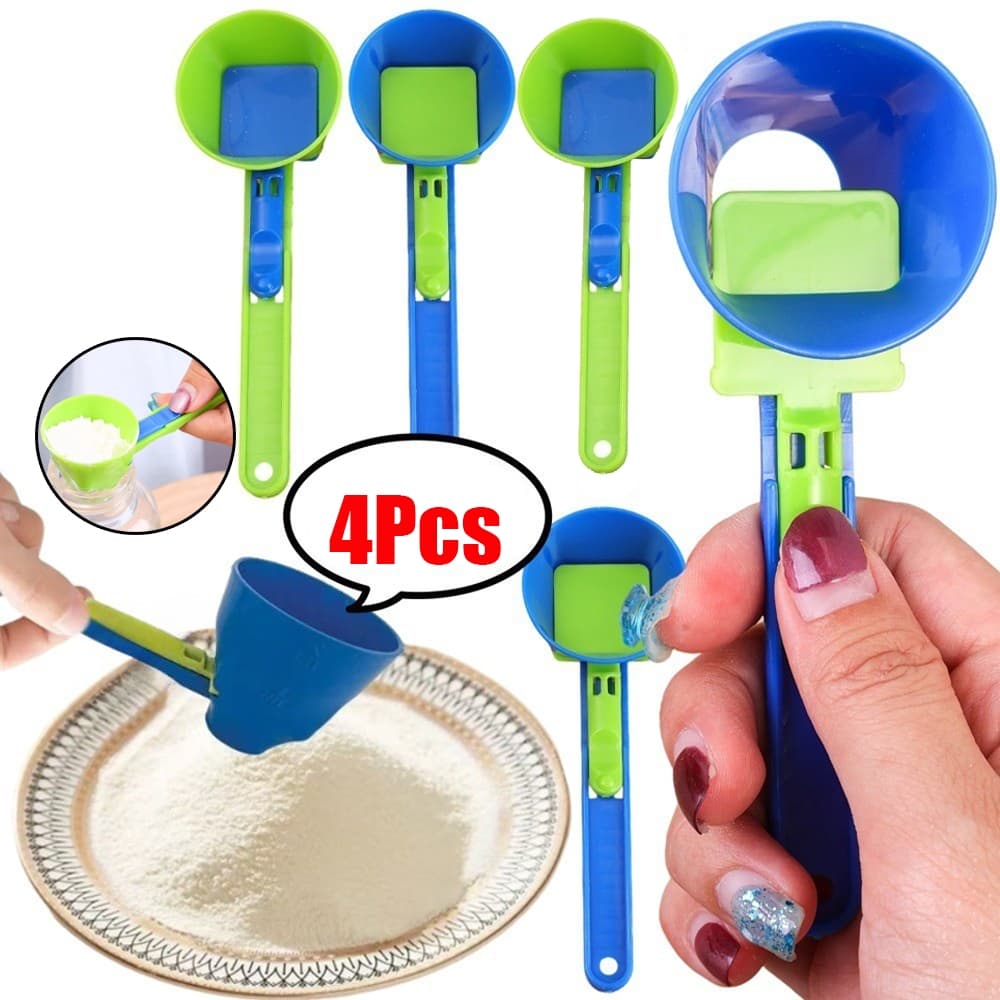 4 Pçs 2 Em 1 Colher De Café Deslizante Funil Leite Pó Design Acessórios De Ferramentas De Medição De Cozinha
