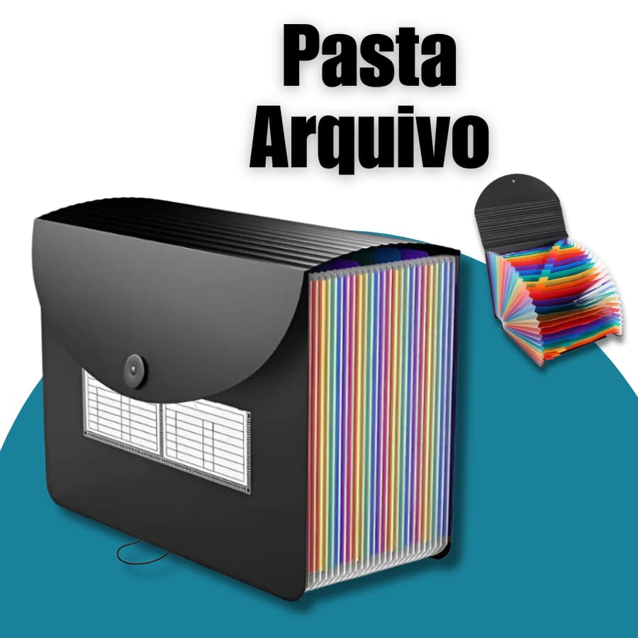 Pasta Arquivo Organizadora Expansível Divisórias Documentos 24 divisorias
