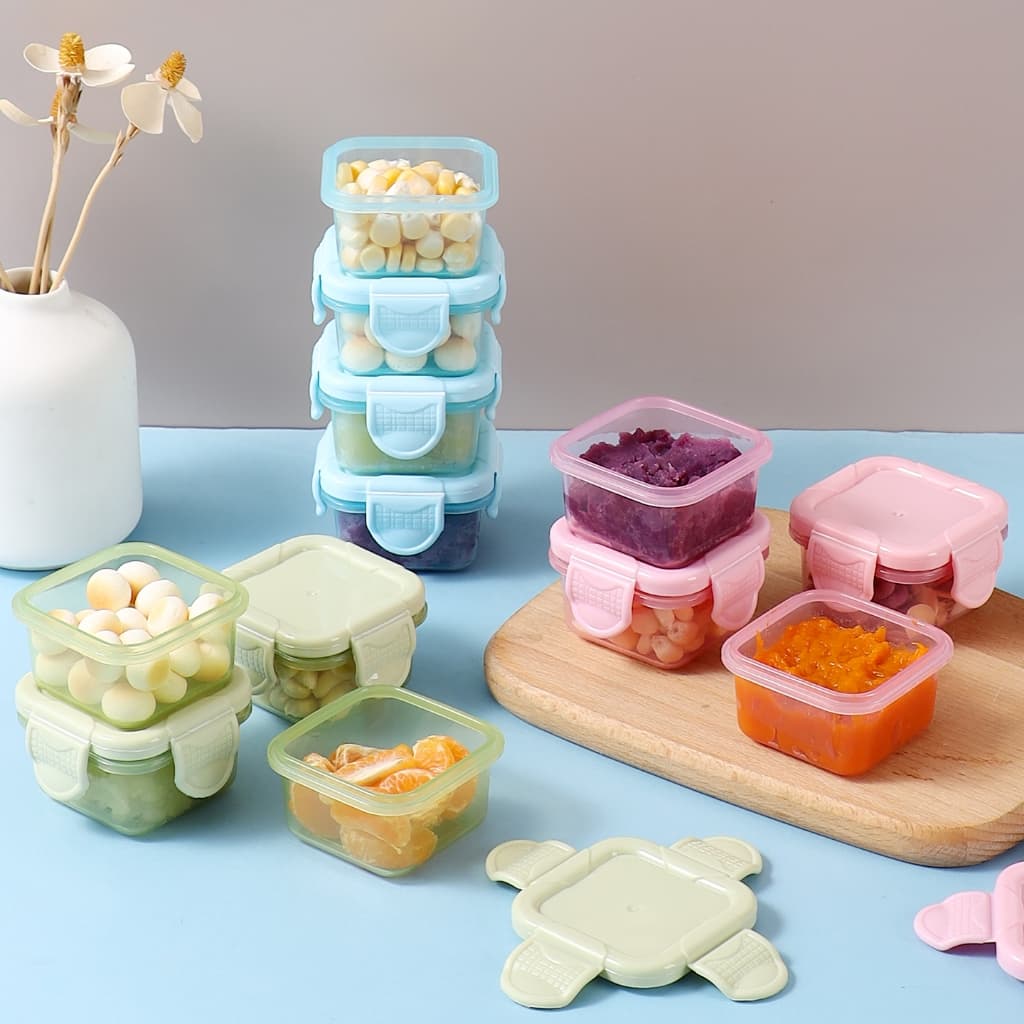 Mini Potes para Congelar Papinha c/ Tampa Hermética Porta Leita em pó Frutas para Bebe adultos Kit c/2/4/8/16