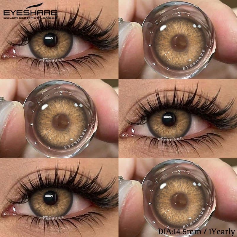 EYESHARE 1 Par De Lentes De Contato Marrons Da Série NORWAY , Cinza Suave natural , Maquiagem Azul Para Os Olhos .