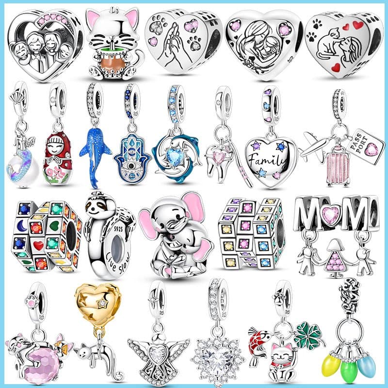 100 % 925 Prata Esterlina Rosa Mala Avião Encantos Pingente Caber Pulseira Original Colar Requintado DIY Jóias Fazendo