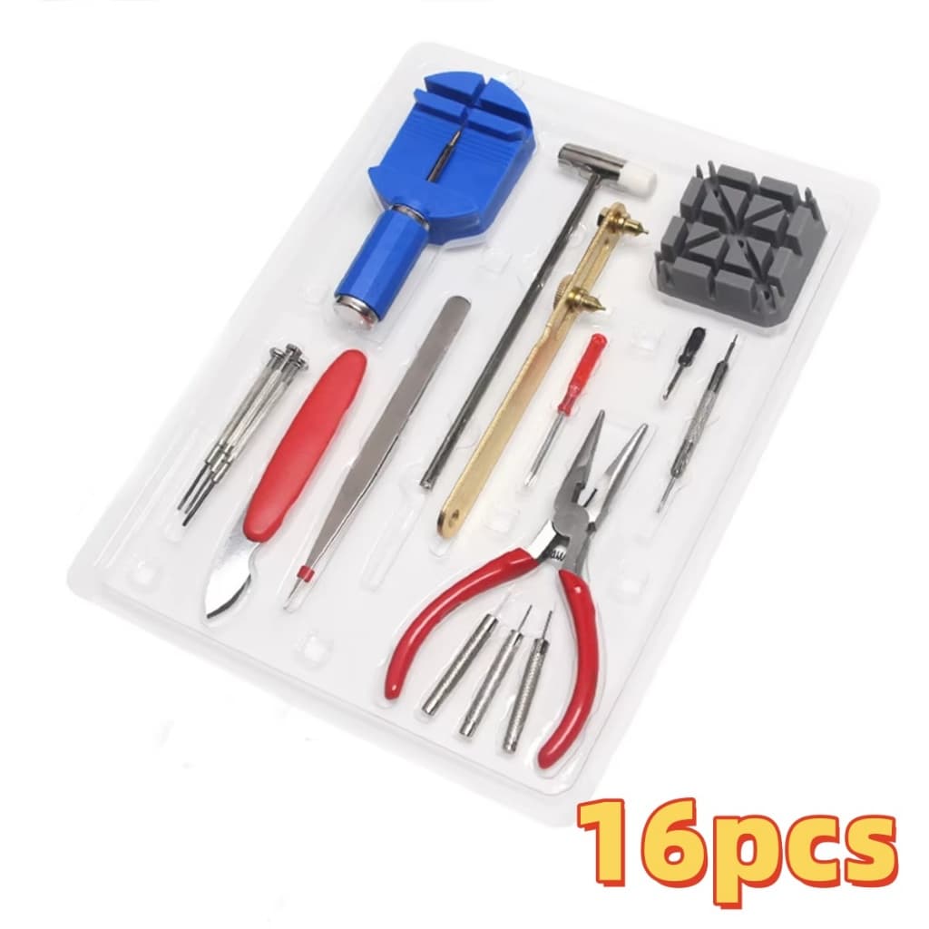 Kit Relojoeiro 16 Pecas de Relógio Completo De Ferramentas Para RelojoeiroAcessórios para relógios