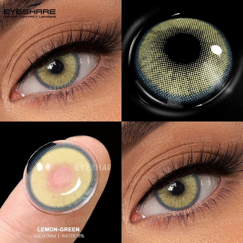 Lente Eyeshare De Contato Série Limão Verde Marrom Cores 1 Ano Uso De 2 Peças Naturais