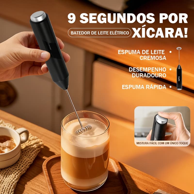 Batedor Misturador Mixer Elétrico para Bebidas Leite Café Clara de Ovo 2 em 1