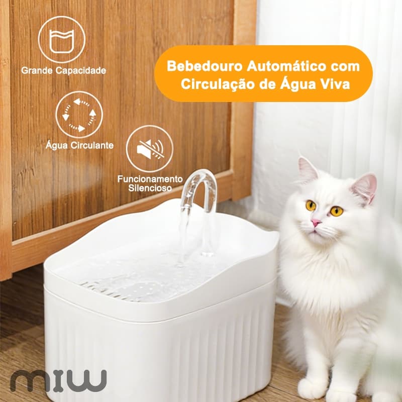 MIW Bebedouro Automático Pet 2.5L  Fonte de Água Regulável Bivolt com Purificador de Água com Filtro