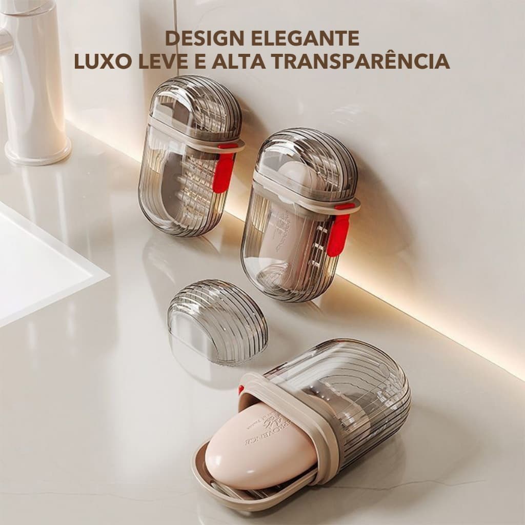 Saboneteira Portátil para Viagem com Tampa Vedação e Drenagem