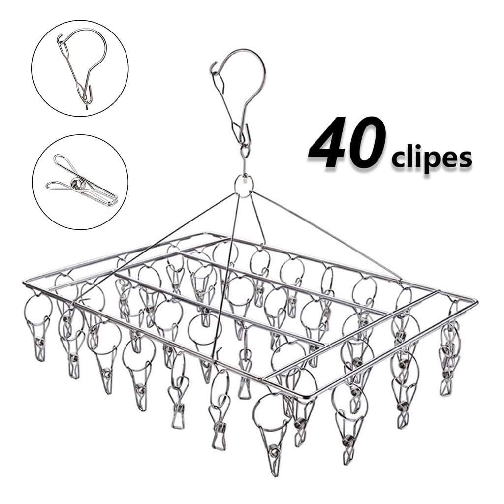 Varal De 40 Clips Inox Prendedores Pratico E Cabide Para Roupas Intimas Para Pequenas