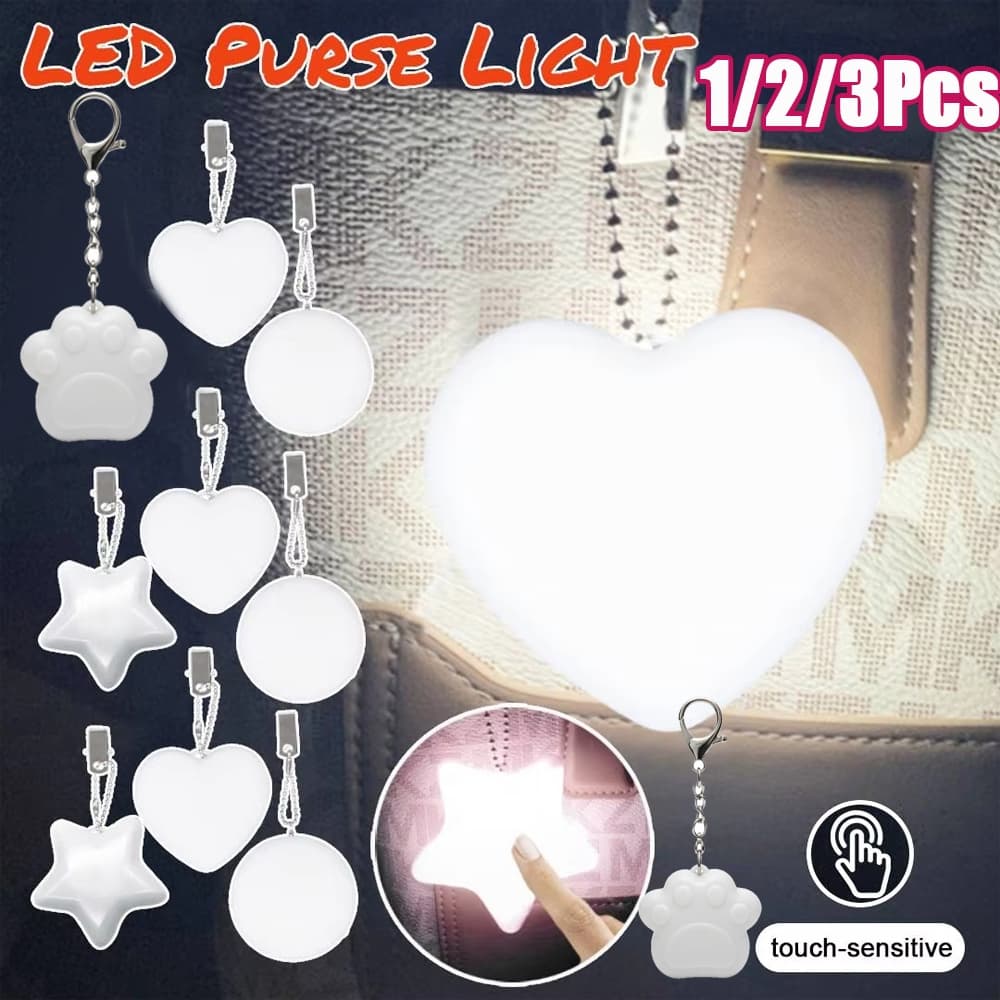 1/2/3 Pçs LED Em Forma De Coração Luz Noturna Bolsa Brilho Carregamento USB Sensor De Toque Lâmpada Chaveiro Pingente Pr