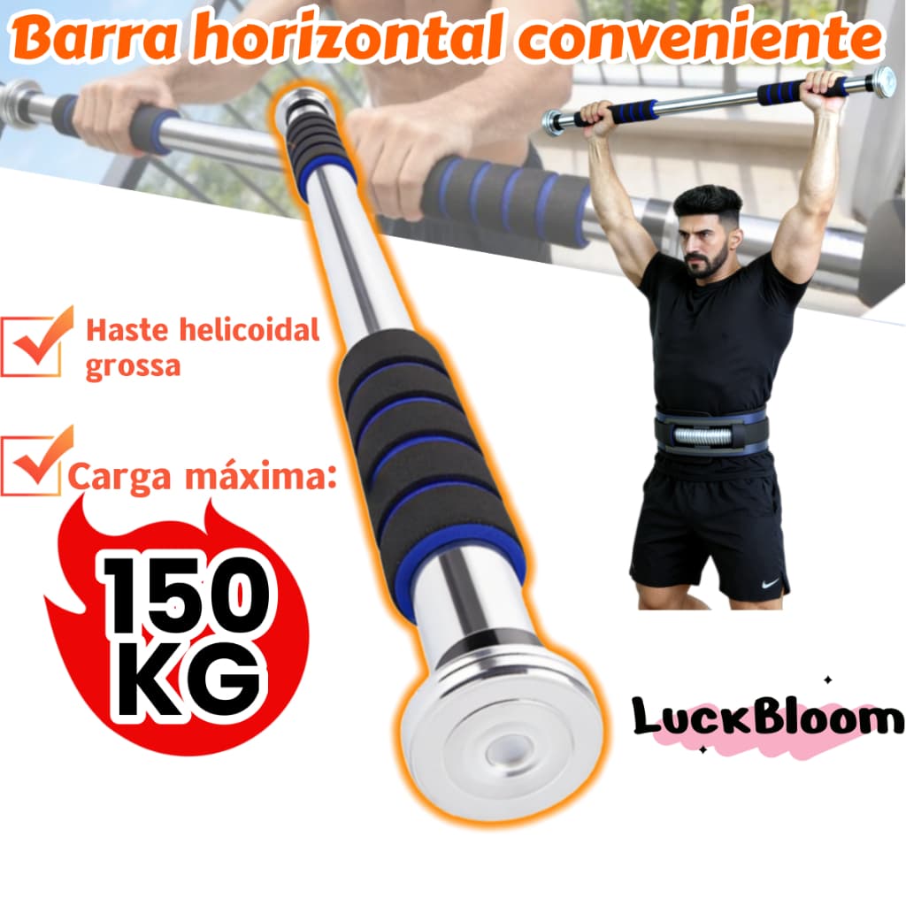 Barra Fixa Flexão Porta Apoio Regulável 64 a 100 Cm, com apoios de braços, pode suportar até 150 kg