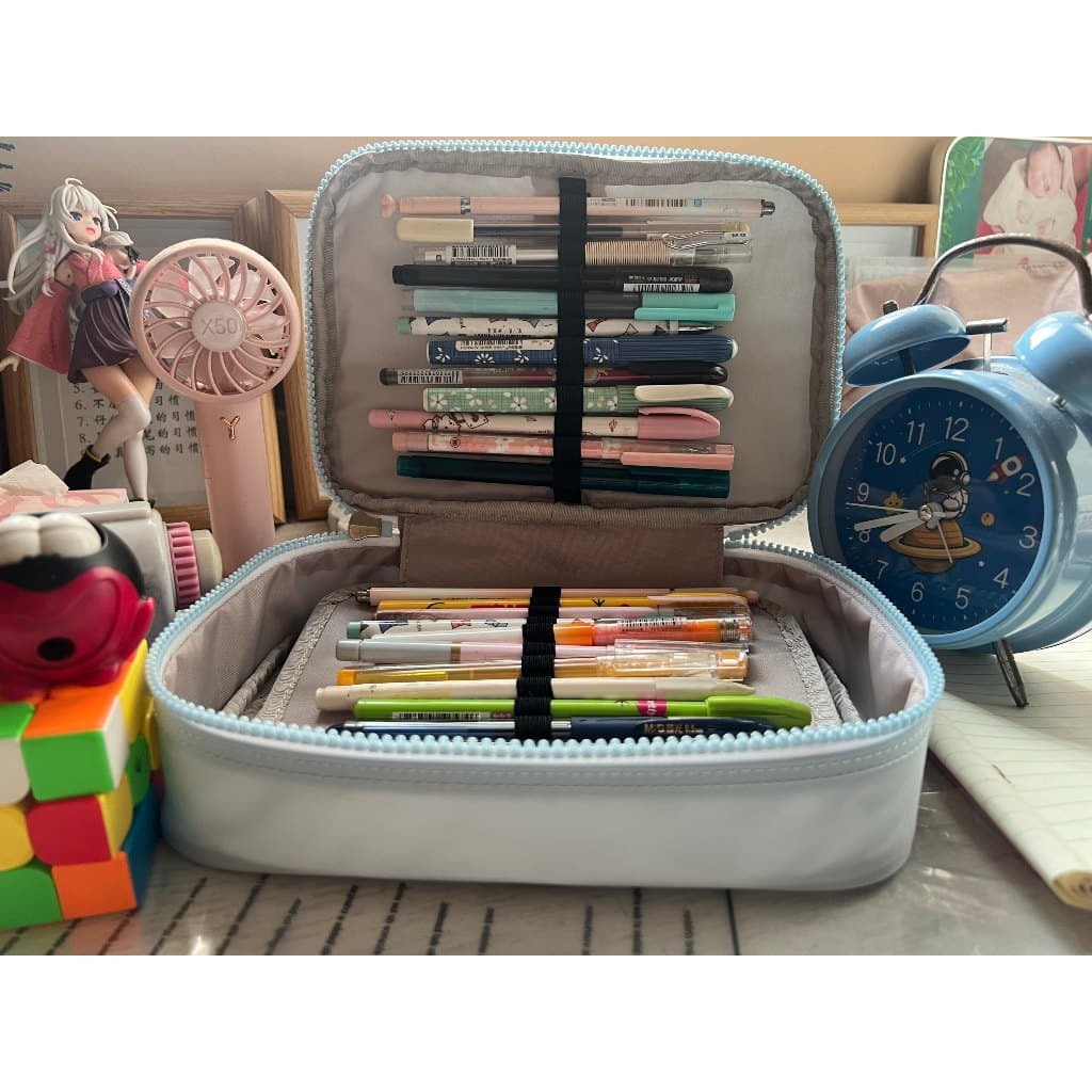 Estojo de lápis de grande capacidade Bolsa de armazenamento com zíper duplo Estojo para lápis