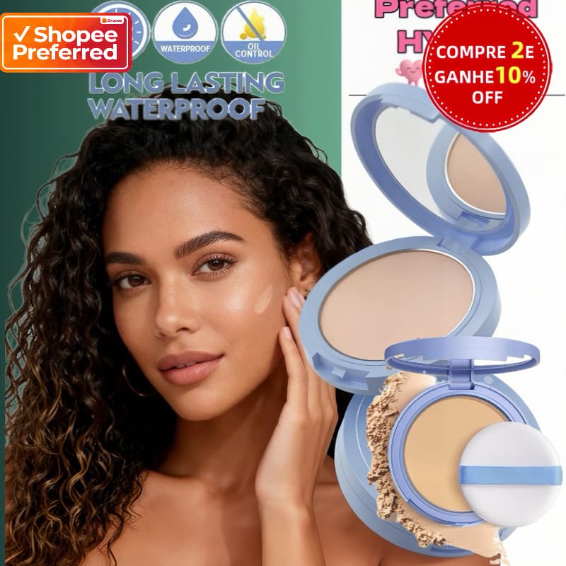 【Oferta Limitada】Pó Compacto Prensado Controle de Óleo | Longa Duração à Prova d'água Mate Corretivo Sem Pó