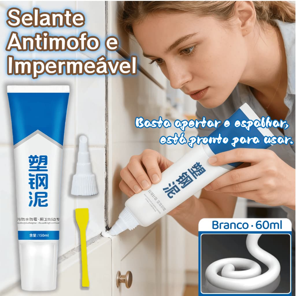 Selante Antimofo e Impermeável Rejunte Vedação Extra Forte de Cozinha e Banheiro Fácil de Aplicar Para Pias e Azulejos
