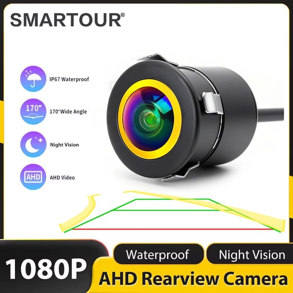 Smartour AHD 1080 Câmera De Visão Traseira Dinâmica Do Carro Noturna À Prova Dwaterproof Água 180 Graus Dourado Lente Ol