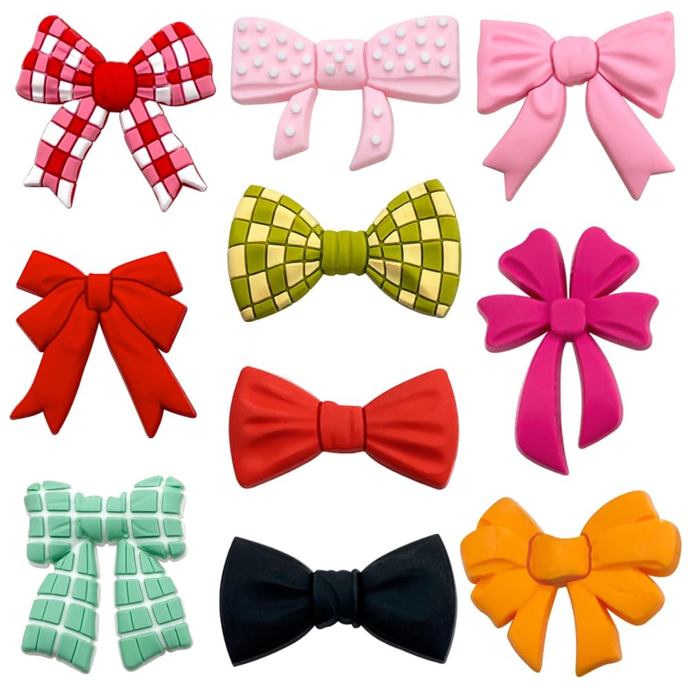 MEIDJ Shoe Charms 10 Bow Pattern Decorações Acessórios De PVC Com Botão