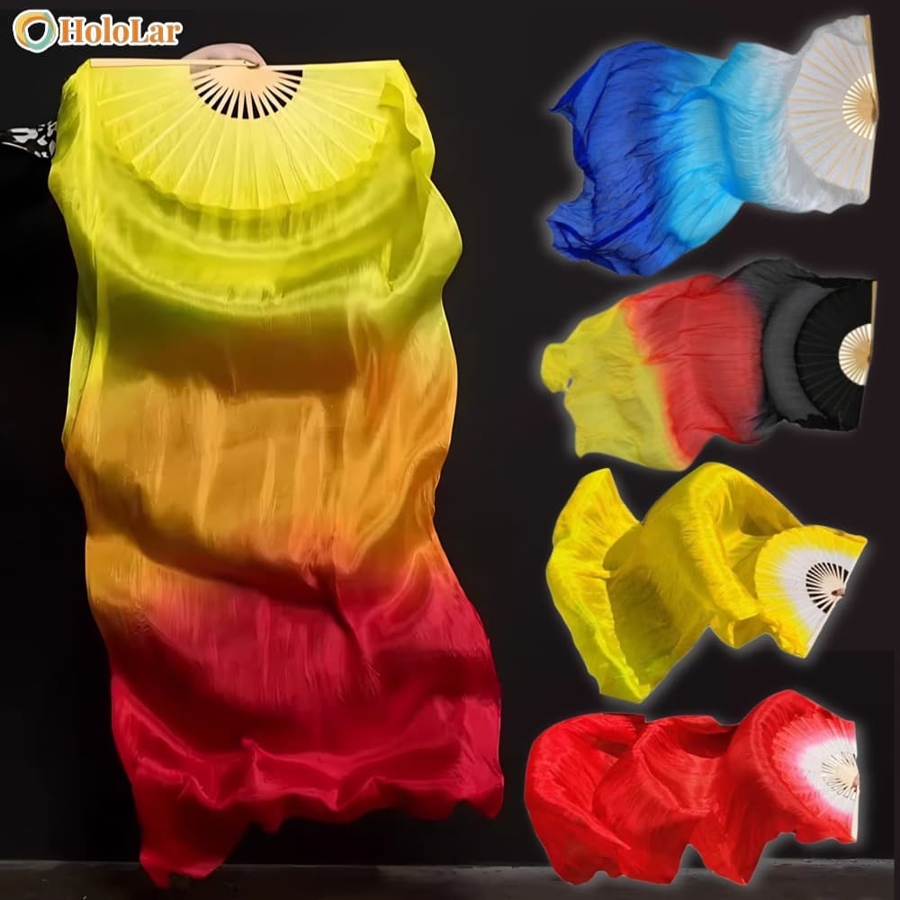 KIT 4/2/1 Fan Véu Leque Dança Do Ventre Cigana Seda sintética -HL