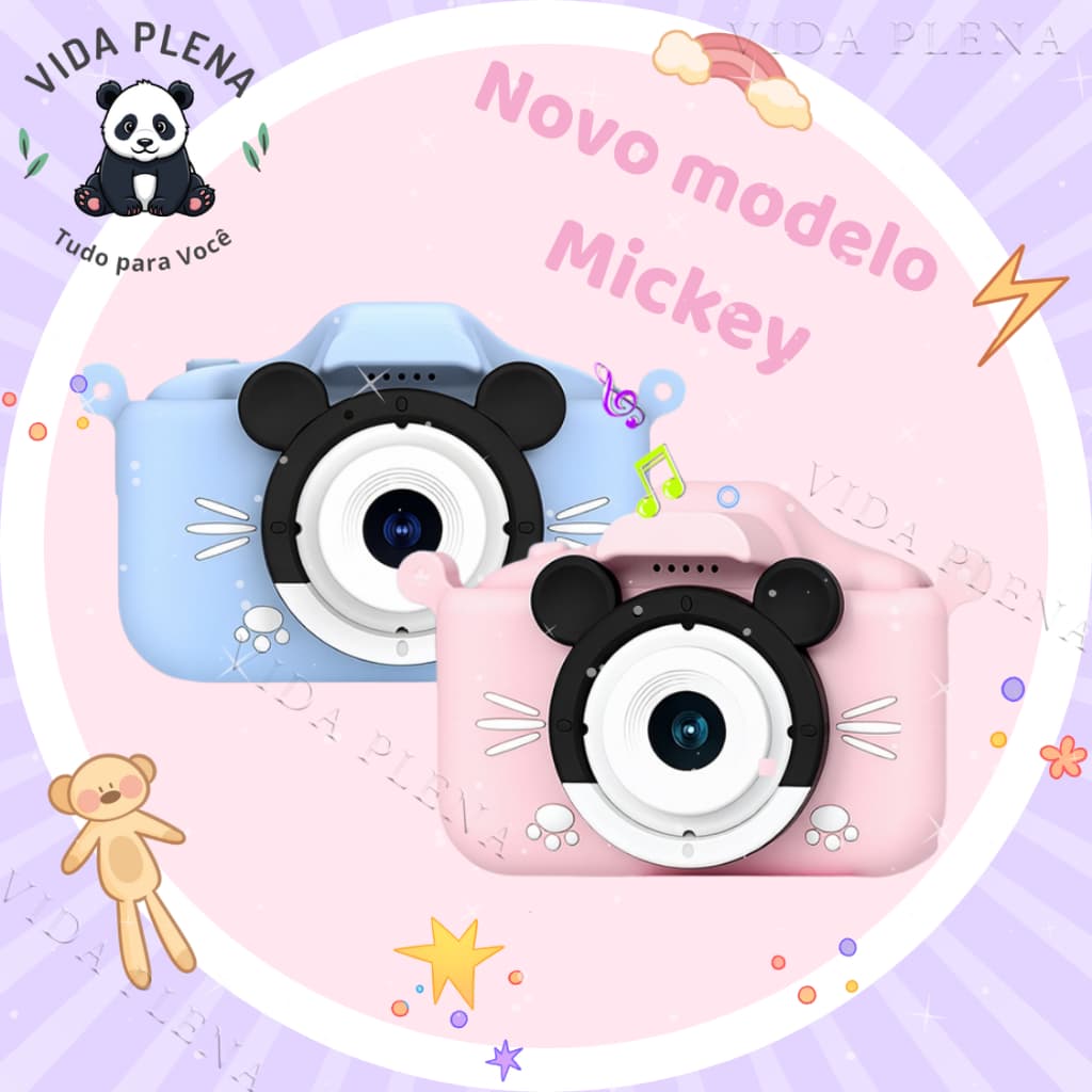 Mini Câmera Infantil Mini Recarregável Com Capa Video Jogos Fotos