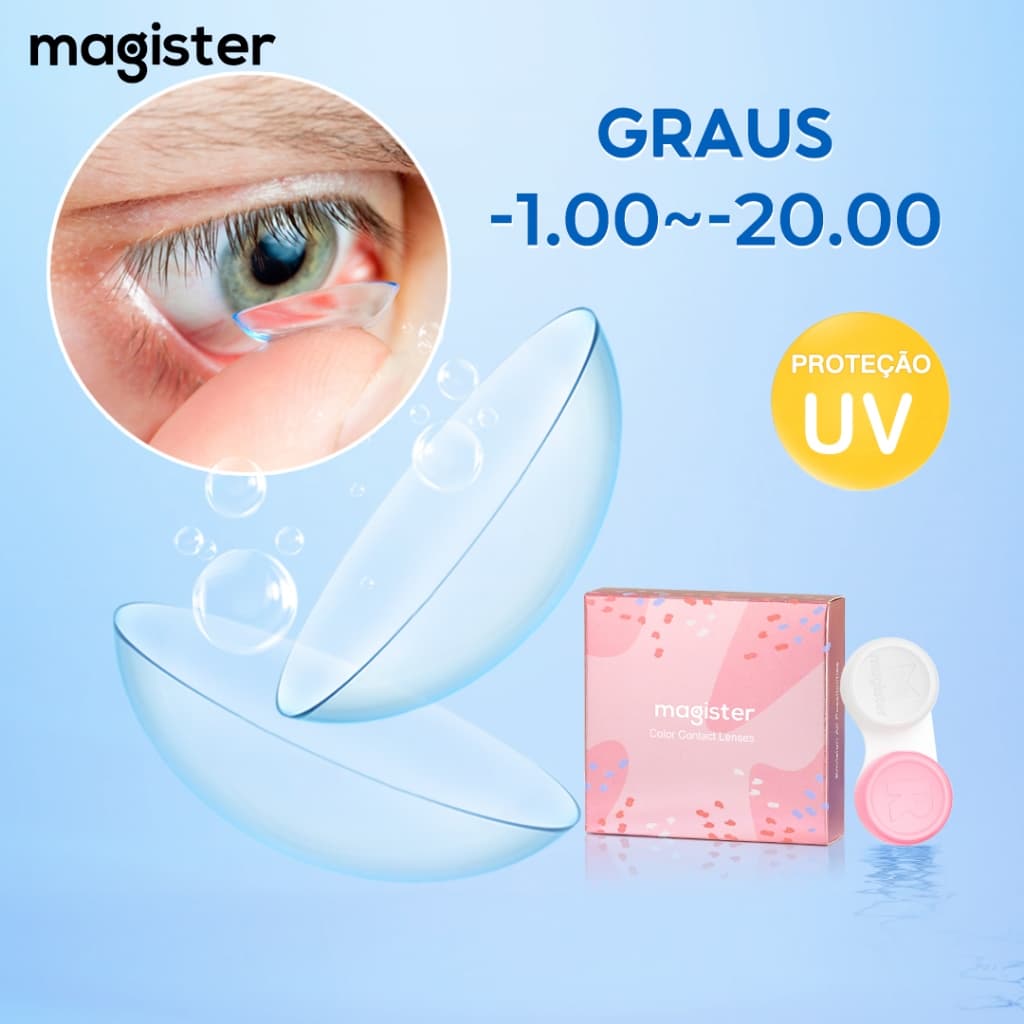 [-1.00~-20.00] Lentes De Contato Com Grau Miopia Magister 14.0mm Transparente Confortável Anual Uso 2 Pçs/Par