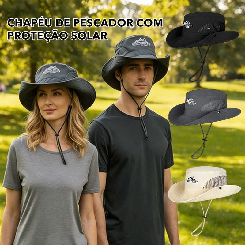 Chapéu de Balde Unissex Proteção Solar UV,Arejado para Caminhada, Trilha, Acampamento, Viagem, Pesca - Praia e Dia a Dia
