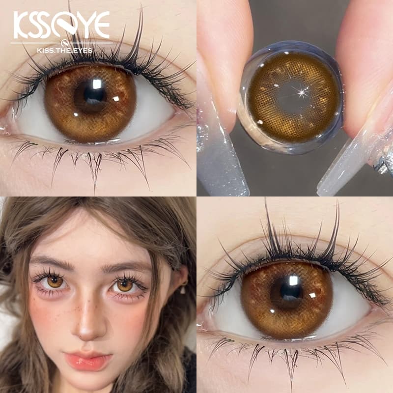 【Grau : 0.00 ~-8.00】Lentes De Contato Coloridas Âmbar KSSEYE Anuais De 14.2 Mm 1 Par De Íris Natural Lente Coreana