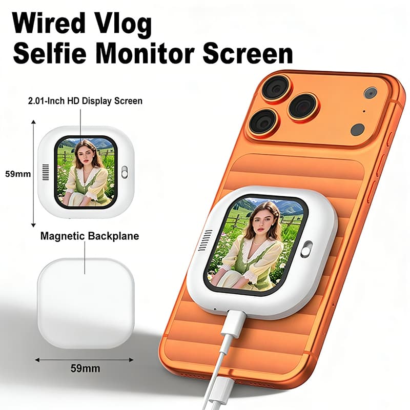 Tela De Monitor De Selfie Vlog , Magnética Controle Remoto Bluetooth , Usando Câmera Traseira De Telefone Para iPhone E 