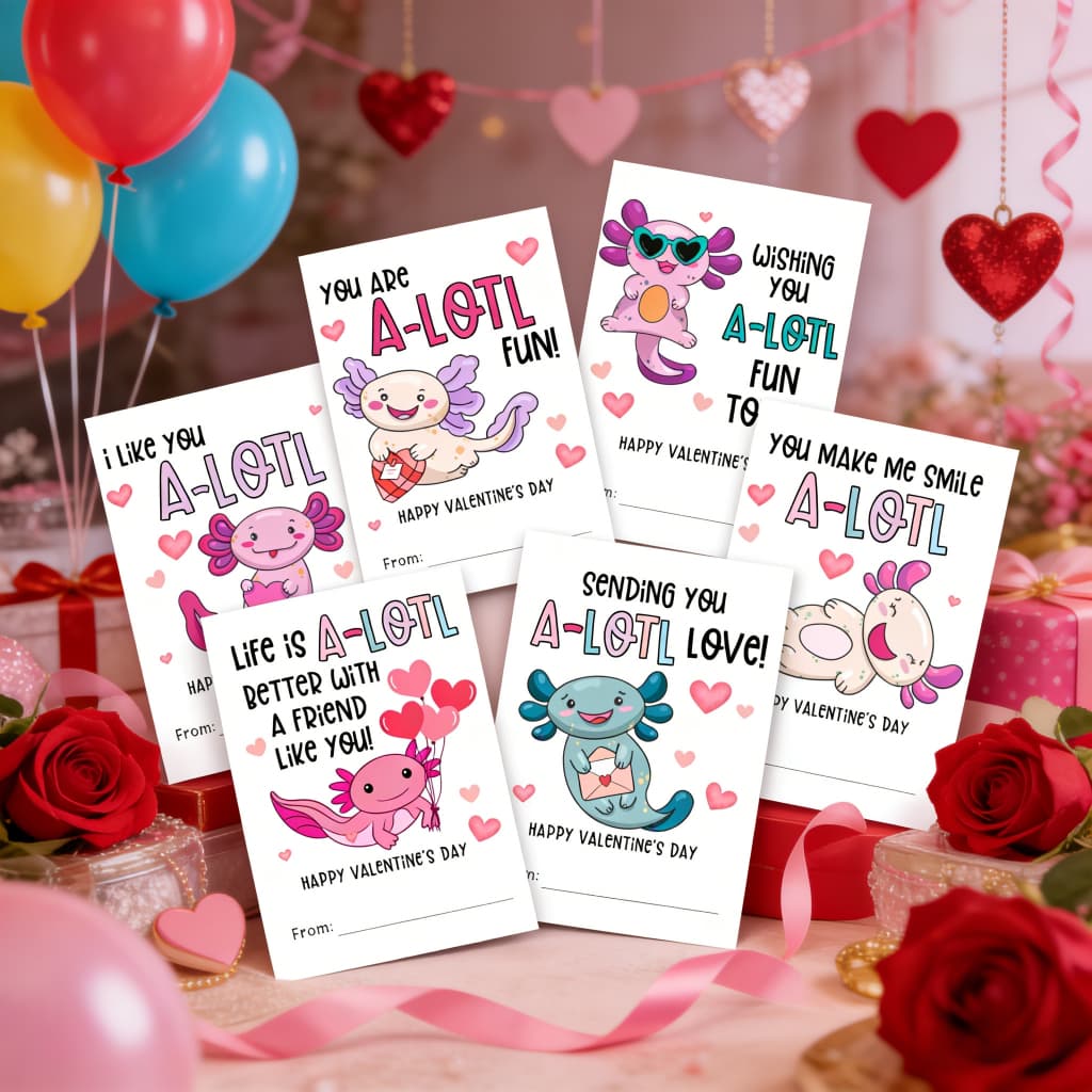 24 Peças Conjunto De Cartões Axolotl'a-LOTL Do Dia Dos Namorados-Engraçados Para Amigos/Amantes Eu Gosto De Você Lotal P