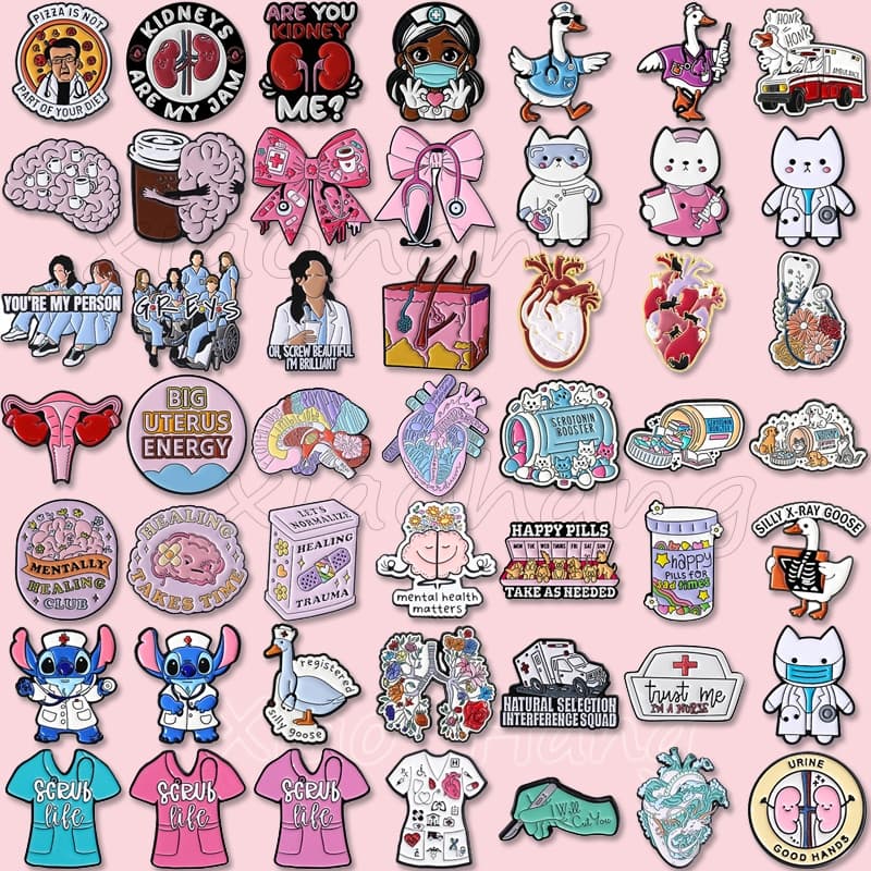 Criativo Médico Esmalte Pinos Órgão Pulmão Útero Coração Cérebro Dentes Arco Pele Broche Metal Crachá Acessórios Present