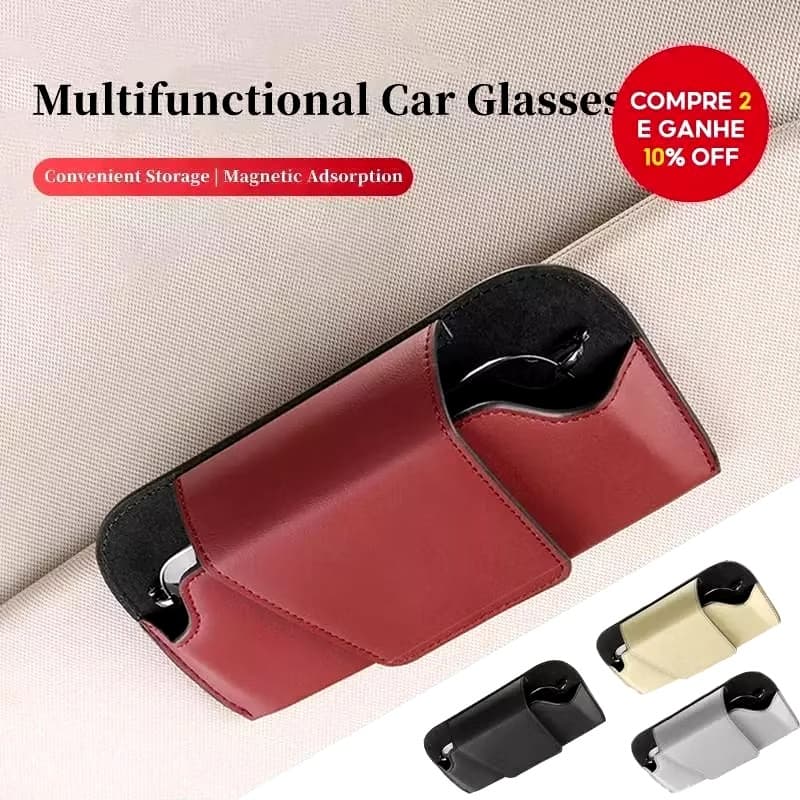 Estojo De Óculos De Sol Com Viseira Solar Automática , Porta-Bilhetes Multifuncional , Armazenamento Interno Do Carro
