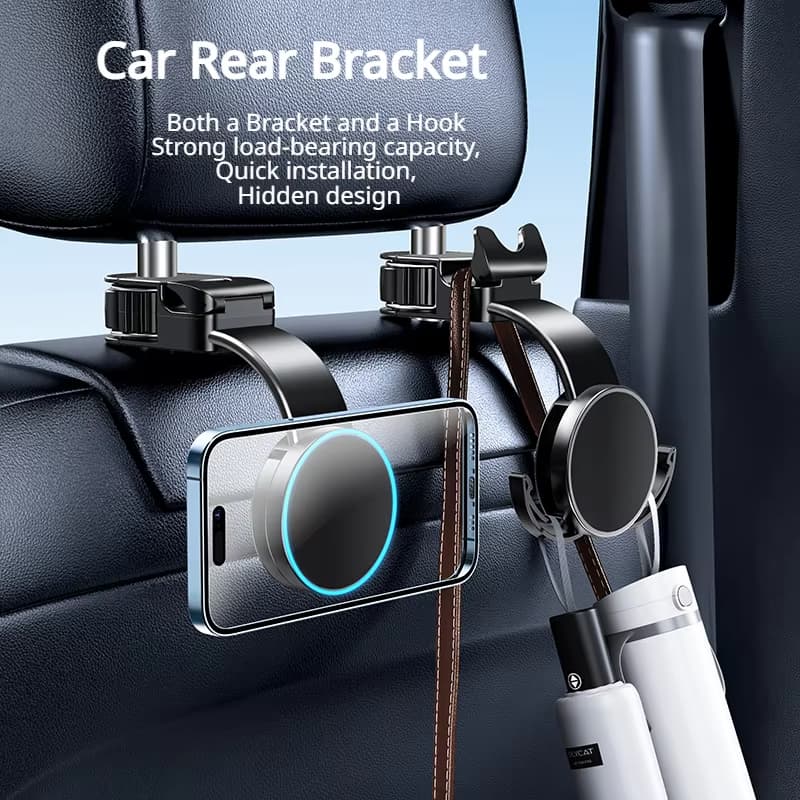 2 Em 1 Gancho Traseiro Do Carro Suporte Magnético Telefone Universal Para Assentos De Armazenamento