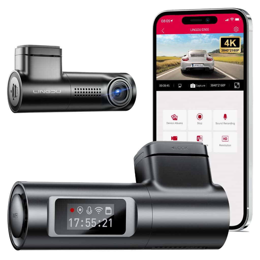 4K Dashcam LINGDU D500 Versão Atualizada Com WiFi GPS Super Night Vision Loop Recording Car Dash Cam