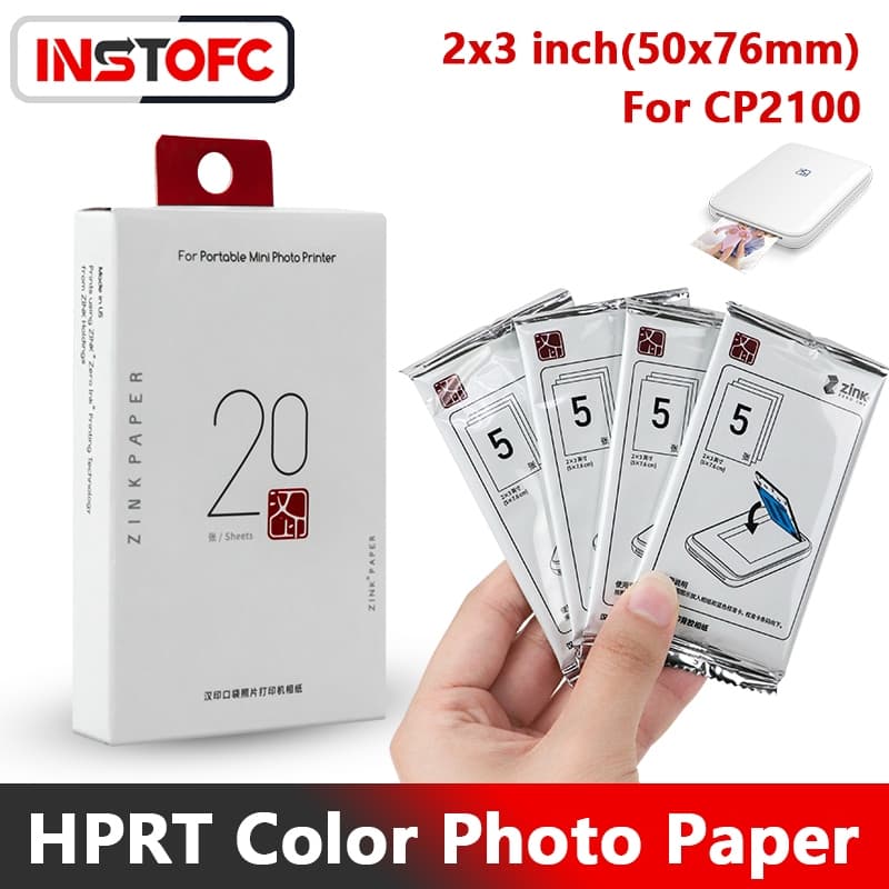 HPRT Original Papel Fotográfico 2x3 Polegadas (50x76mm) Para Impressora Fotográfica Colorida MT53