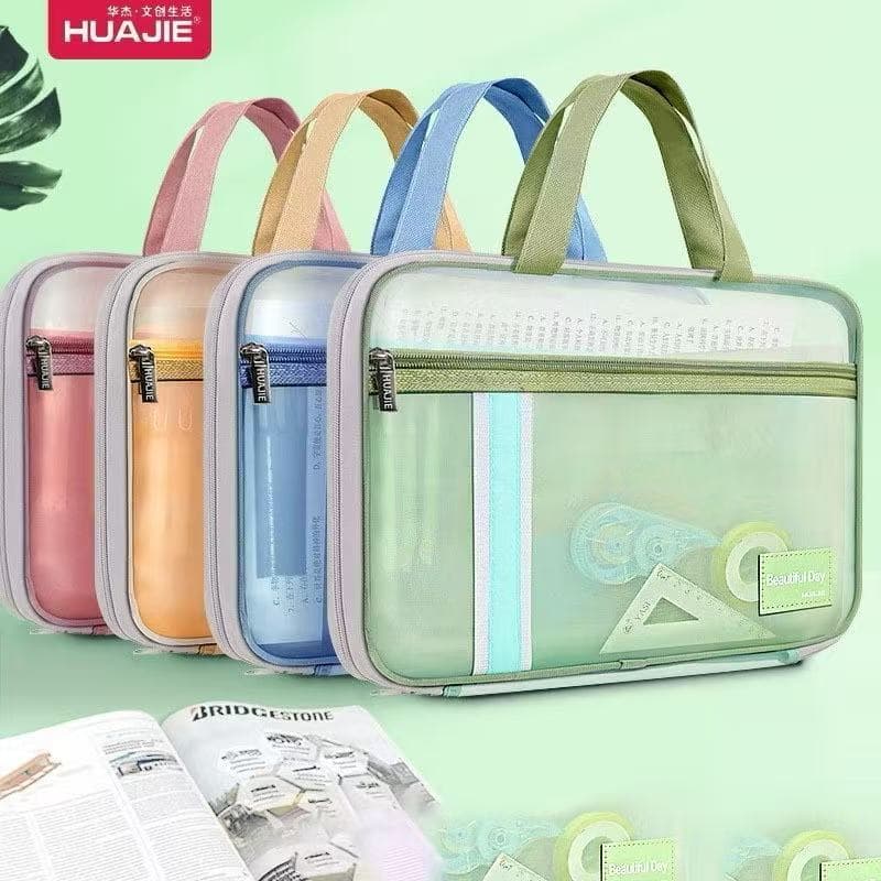 Bolsa de documentos Huajie bolsa de mão de malha transparente bolsa de arquivo bolsa de dados de papel de teste