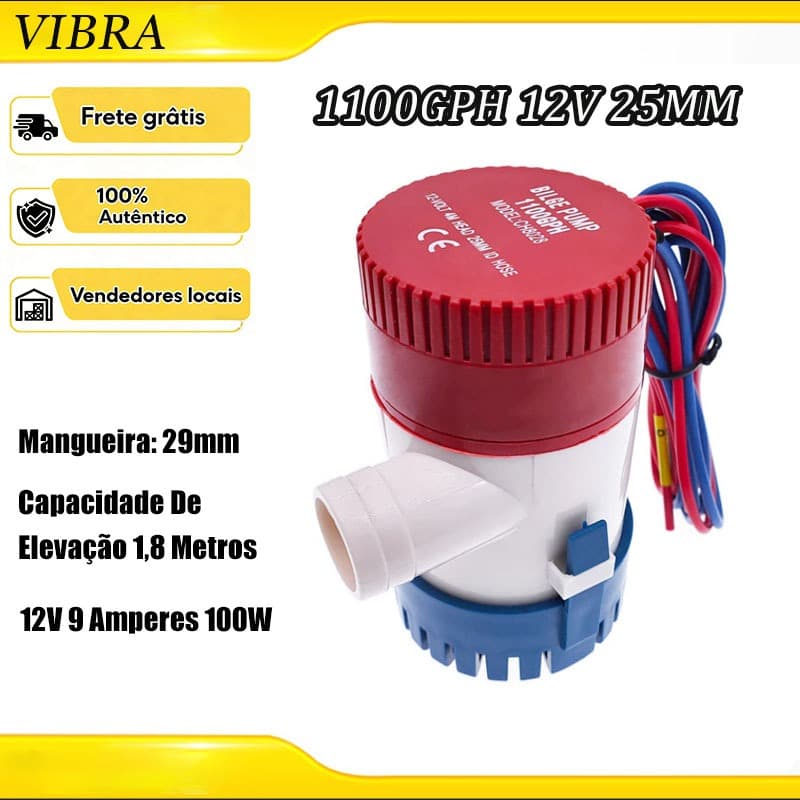 Bomba De Porão Água 12v Náutica Casa Piscina Submersa 1100gph 12v Klx