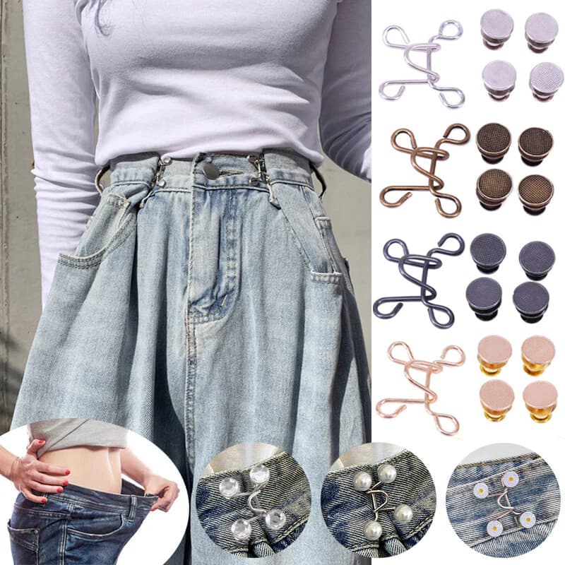 Alfinete De Cintura Pérola E Strass – Prendedor De Roupas Ajustável Antiderrapante Para Vestido/Calça