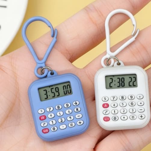 Estudante calculadora Digital chaveiro relógio pingente calculadora chaveiro relógio chaveiro
