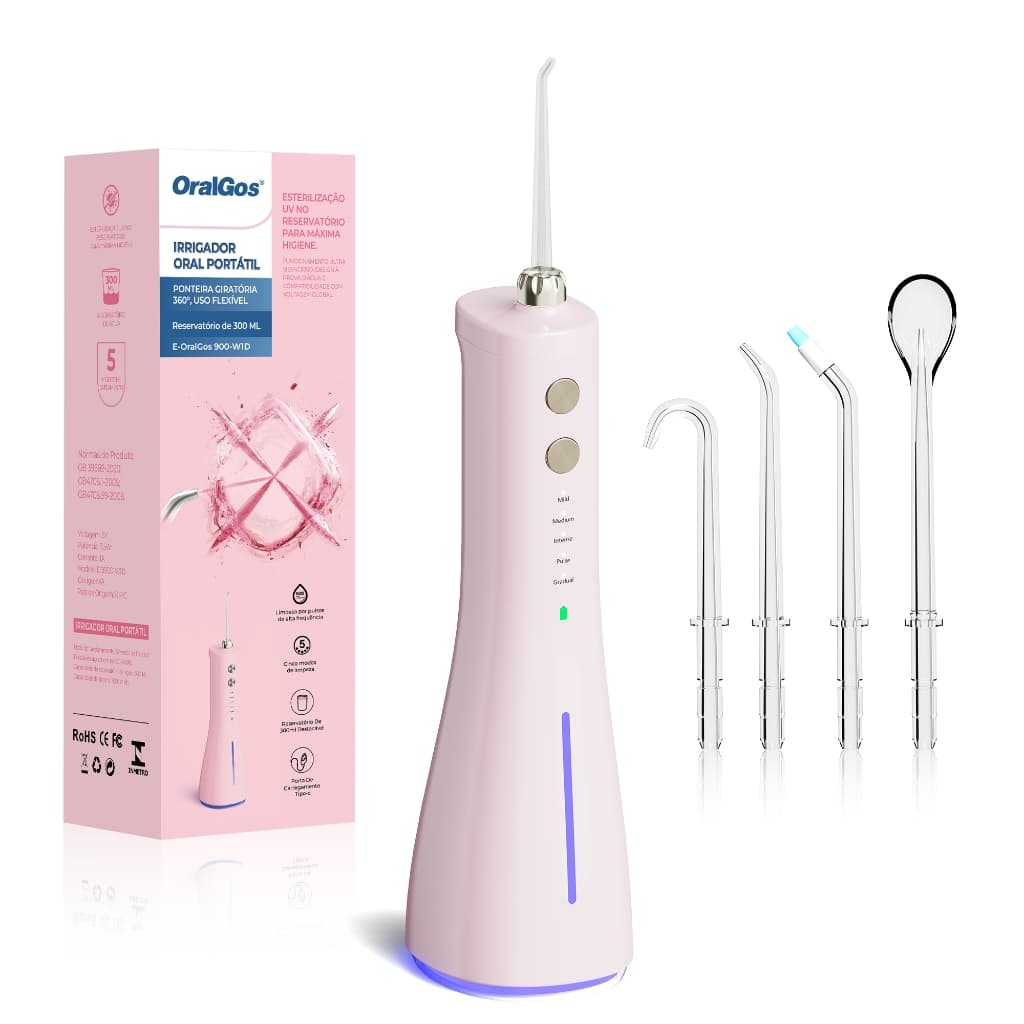 OralGos Limpador oral recarregável, portátil | Capacidade de 300ml | IPX7