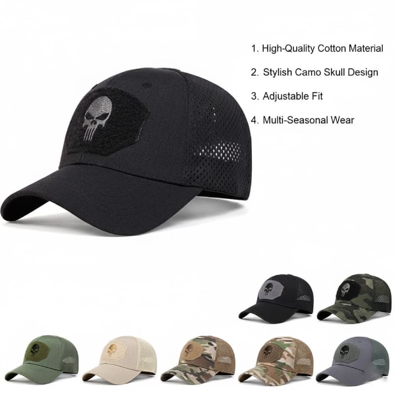 Boné de beisebol camuflado masculino, perfeito para pesca, airsoft, táticas e caminhadas, com cobertura total.