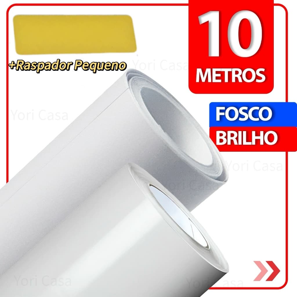 Papel Adesivo De Parede Rolo 5/10 Metros Branco Fosco Moveis Envelopamento Lavável Fácil De Aplicar
