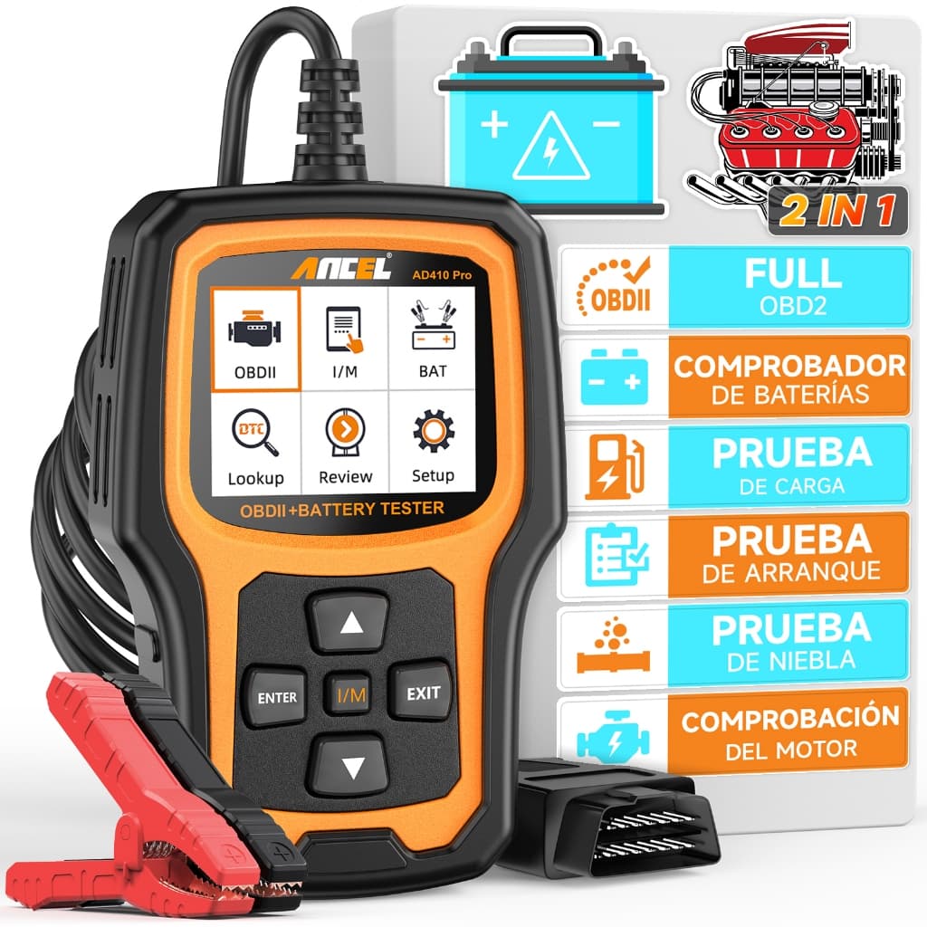 Leitor De Código ANCEL AD410 PRO + Motor De Verificação De Teste De Bateria Com Função OBD2 Completa Ferramentas De Diag