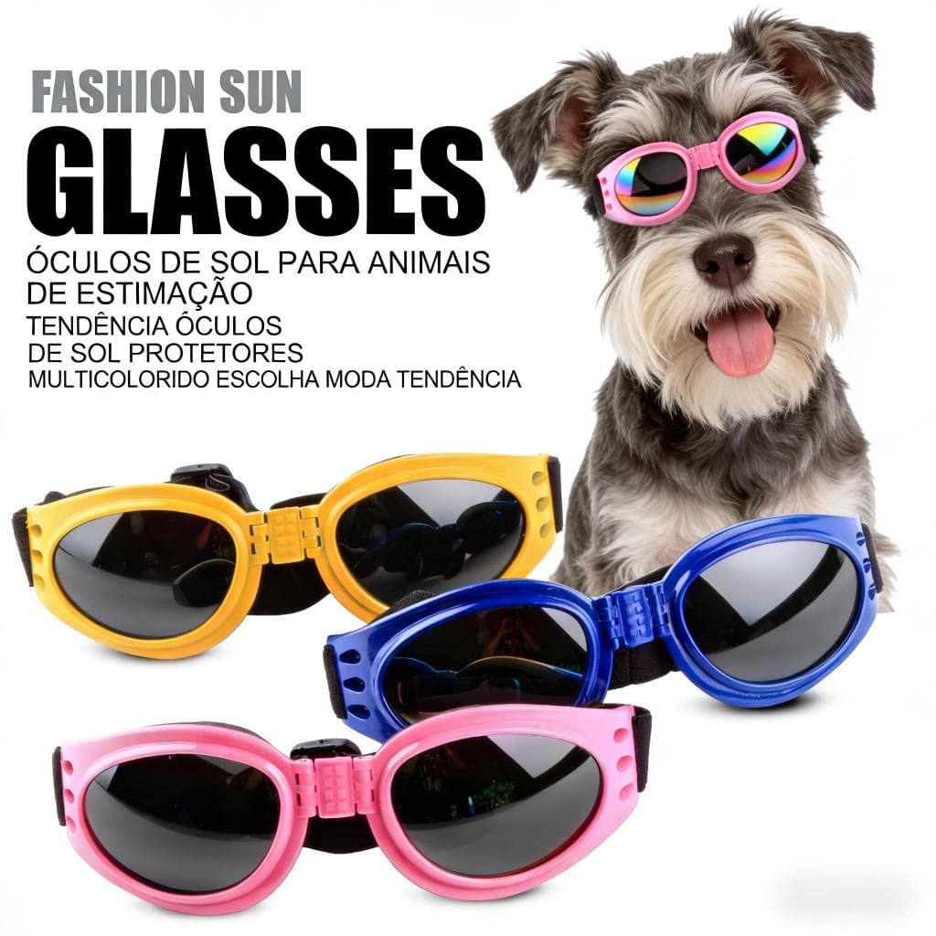 Óculos de Sol Pet com Proteção UV, Cachorro e Gato, Cores Múltiplas