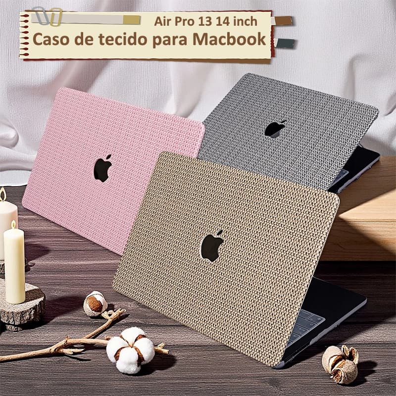 Nova Capa De Couro Tecida Cinza Para macbook Air M1 2020 A2337 13.6 M2 M3 A3113 A2681 Pro 13 14  A2338 A2442 Com Teclado