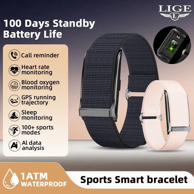 LIGE Pulseira Inteligente Sem Tela Smartwatch Relógio Monitoramento De Pressão Arterial Fitness Rastreamento Esportes