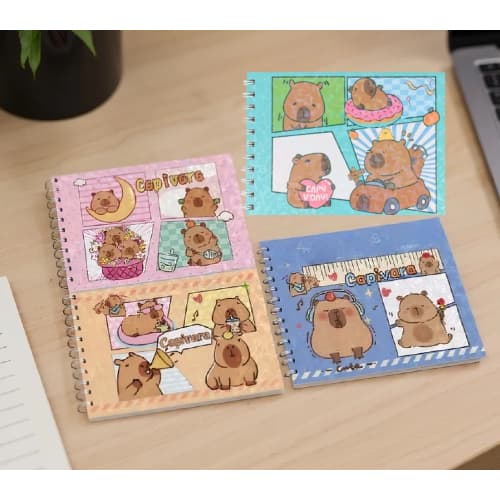 Kit 4 Livro Para Colorir Personagens Cadernos 48 Páginas Capa Mole Ursinho Capivara Bob Bom Tipo