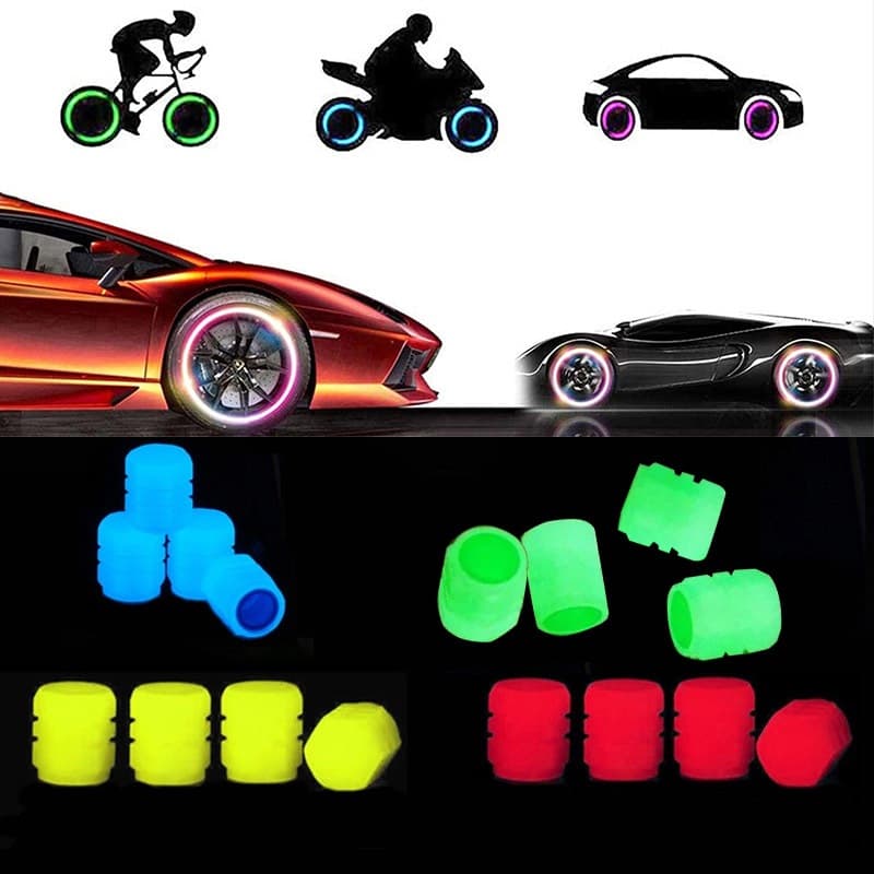 Kit 4/8/2/12 Bico Para Pneu de Carro Moto Bicicleta-Fluorescente Efeito Neon Tampa de Válvula de Pneu Luminosa